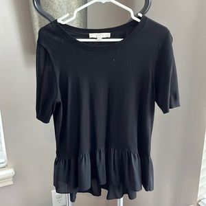 Black “loft” sweater. Size small. Cute ruffle detail